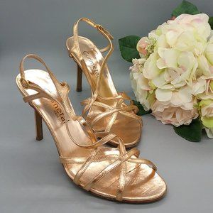 Gunmetal Rose Gold Strappy Heels